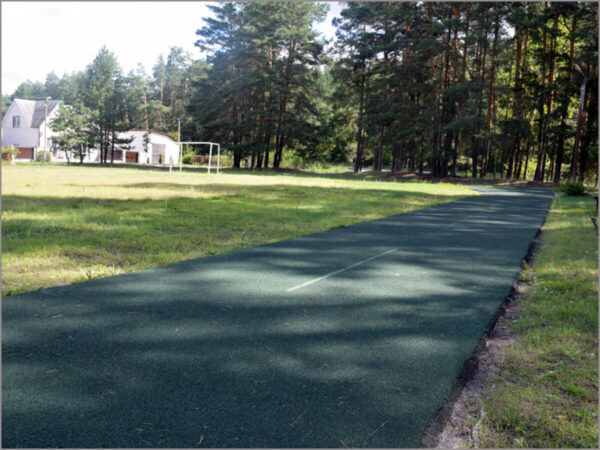 В Климово на школьном стадионе уложили каучуковое покрытие