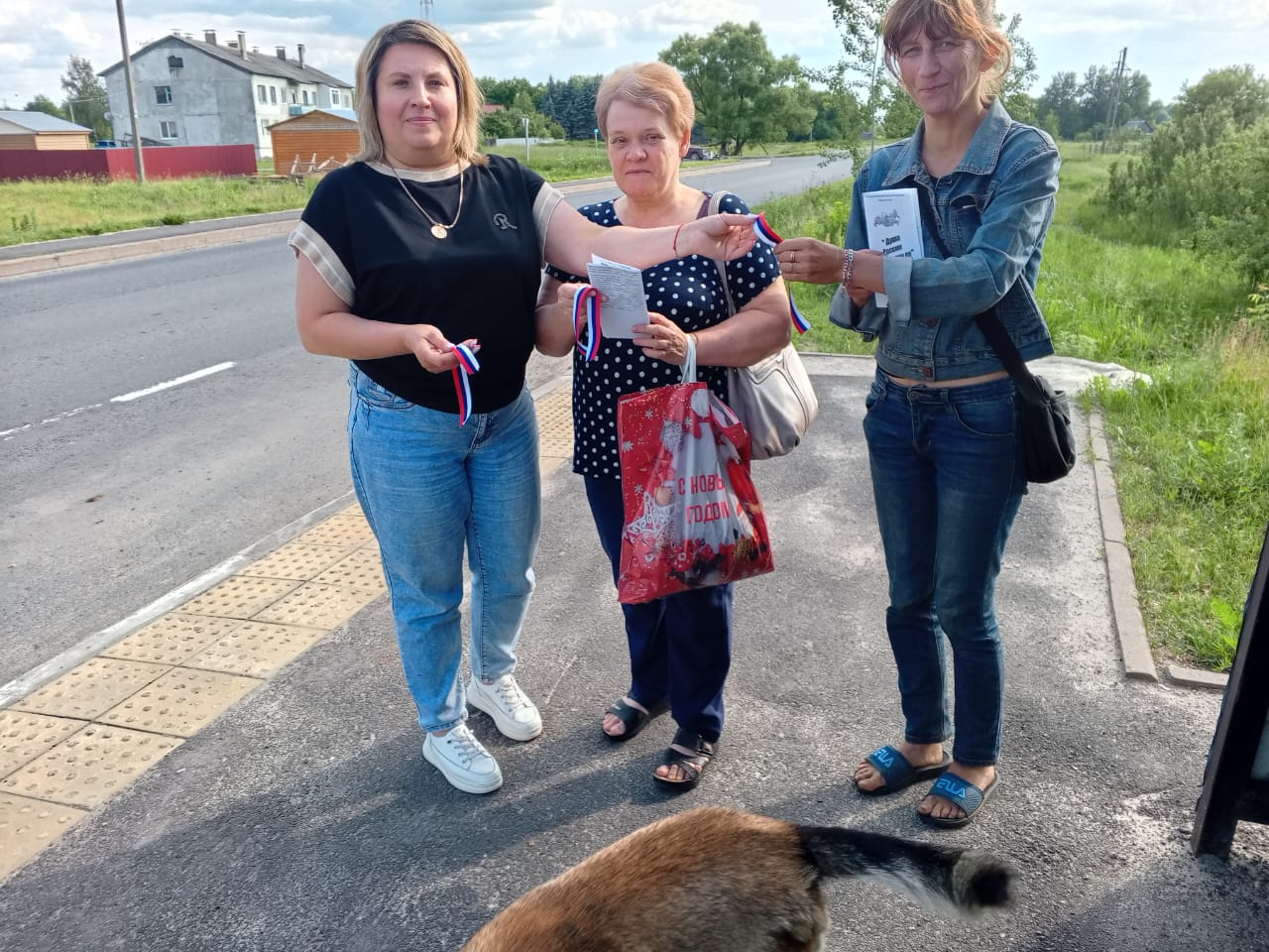 Заведующая Ходиловичской библиотекой организовала уличную акцию «День России- праздник всей страны»