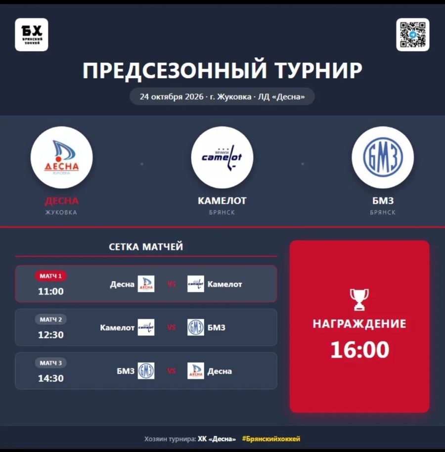 В Ледовом дворце Жуковки пройдет хоккейный турнир